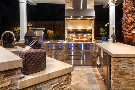 outdoor kitchen at night