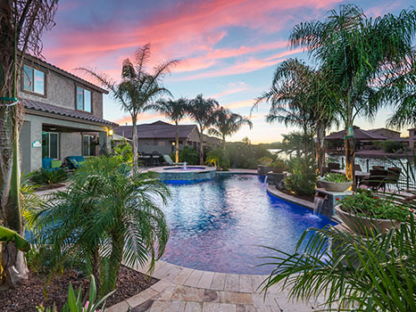 oasis like backyard with pool